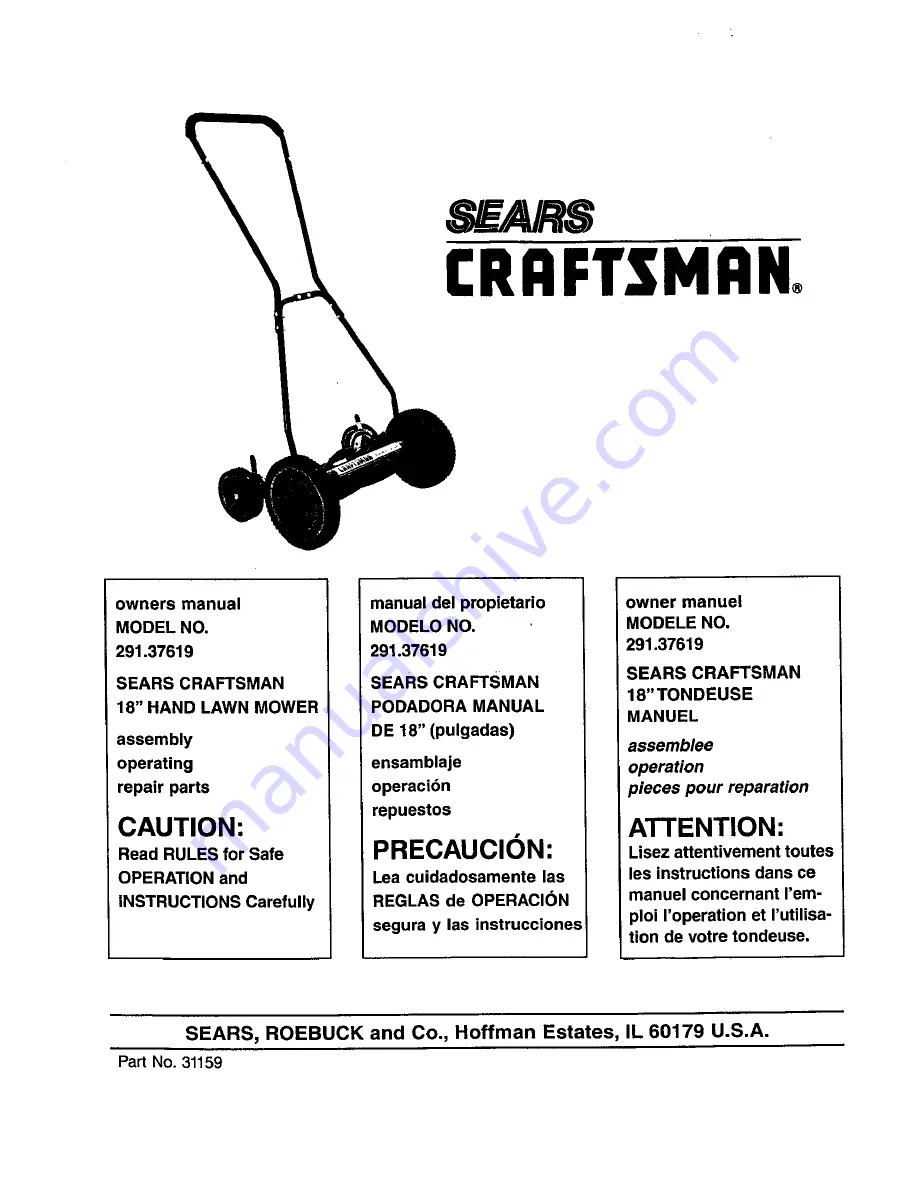 Sears Craftsman 291.37619 Скачать руководство пользователя страница 1