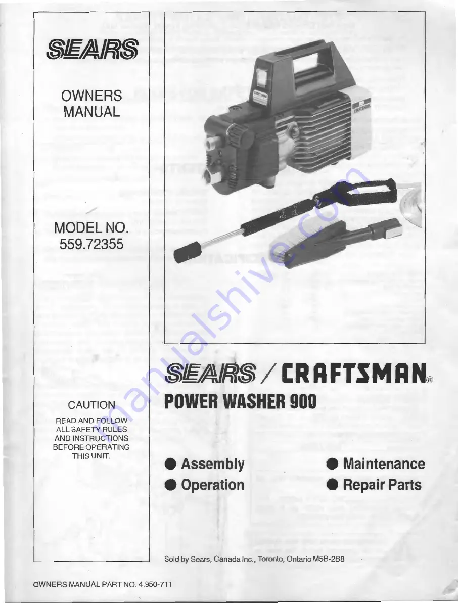 Sears CRAFTSMAN 559.72355 Скачать руководство пользователя страница 1