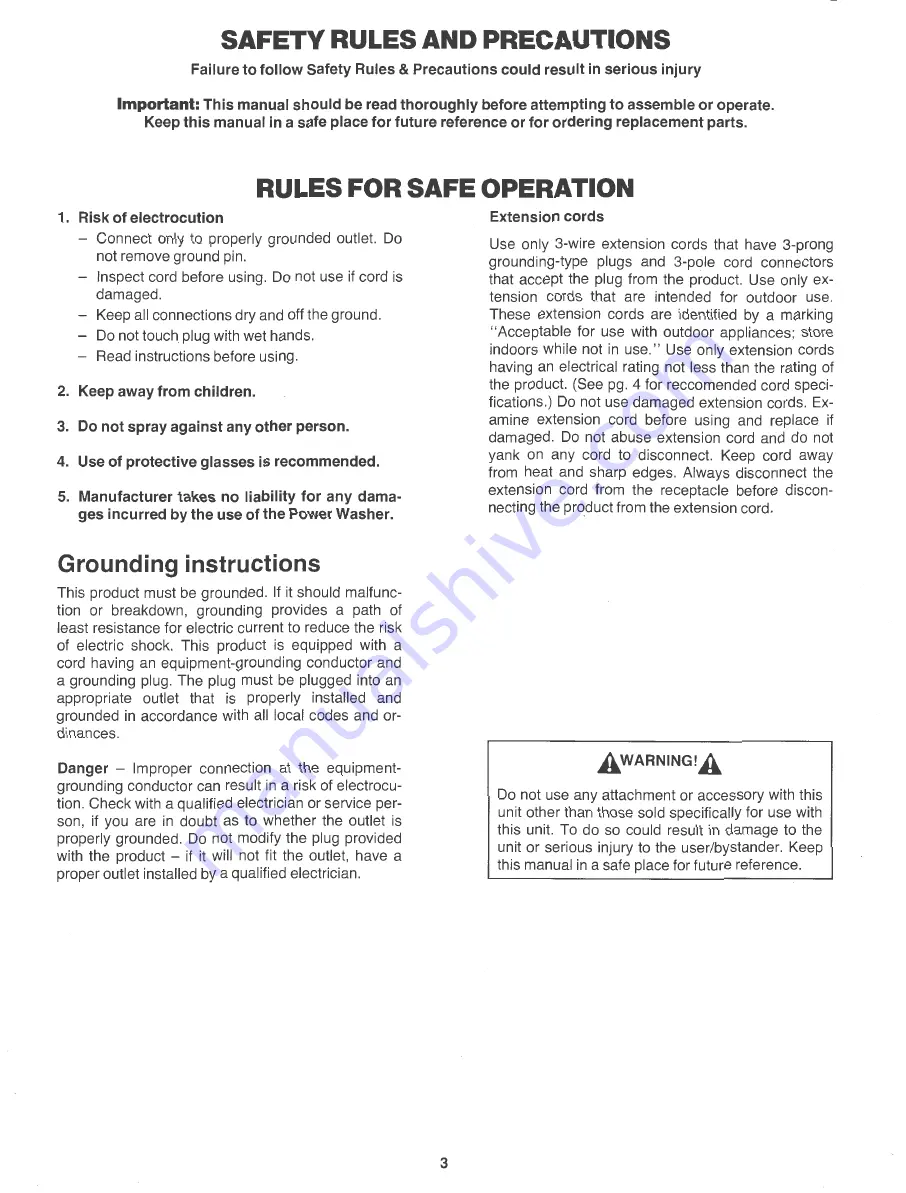 Sears CRAFTSMAN 559.72355 Owner'S Manual Download Page 3