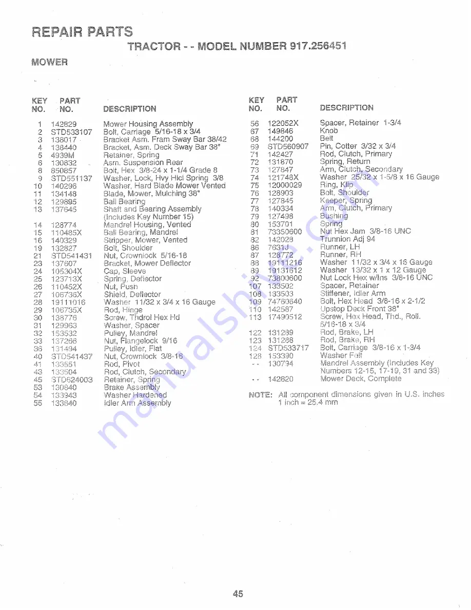 Sears Craftsman 917.256451 Скачать руководство пользователя страница 45