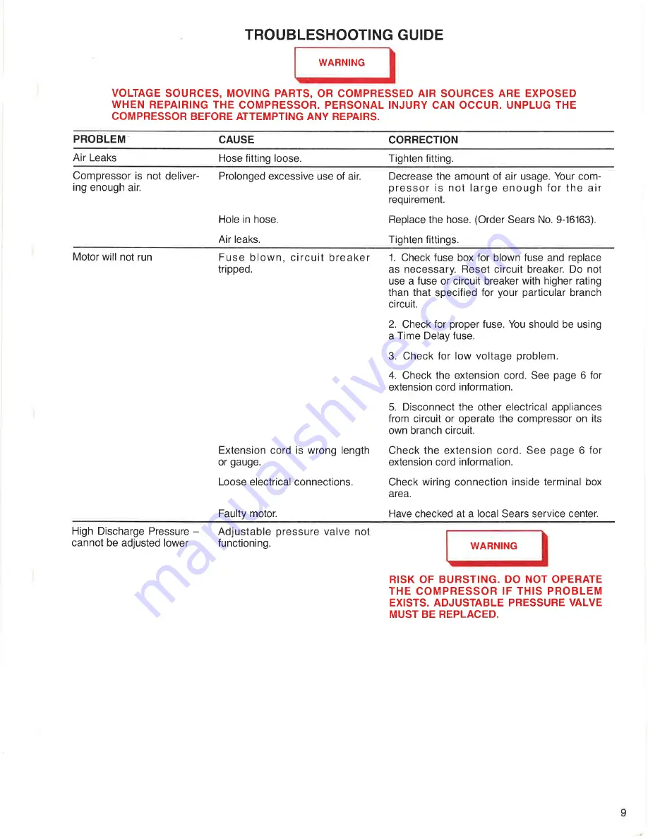 Sears Craftsman 919.150260 Owner'S Manual Download Page 9