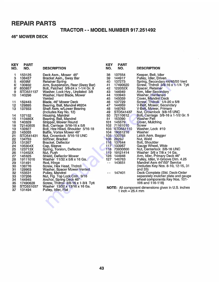 Sears craftsman ez3 917.251492 Owner'S Manual Download Page 43