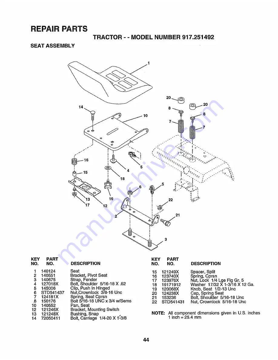 Sears craftsman ez3 917.251492 Owner'S Manual Download Page 44