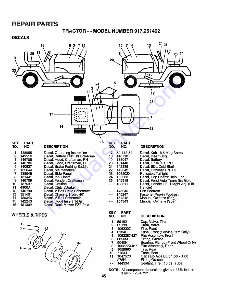 Sears craftsman ez3 917.251492 Скачать руководство пользователя страница 45