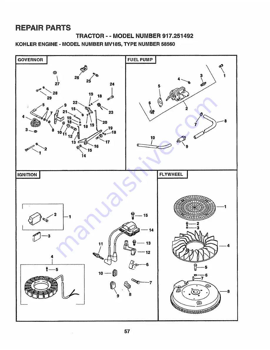 Sears craftsman ez3 917.251492 Скачать руководство пользователя страница 57