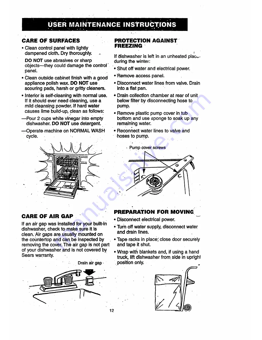 Sears Kenmore 14071 Owner'S Manual Download Page 12