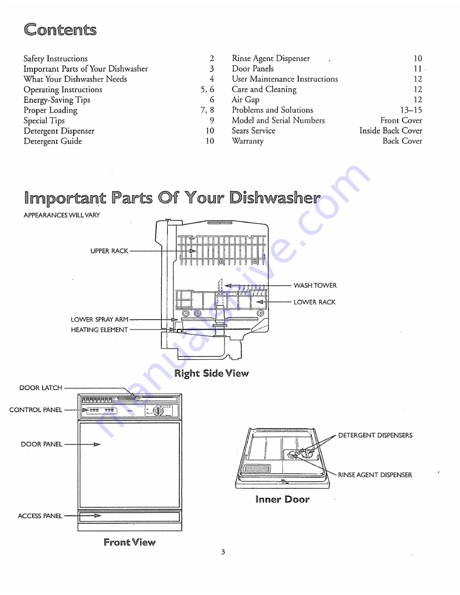 Sears Kenmore 15559 Owner'S Manual Download Page 3