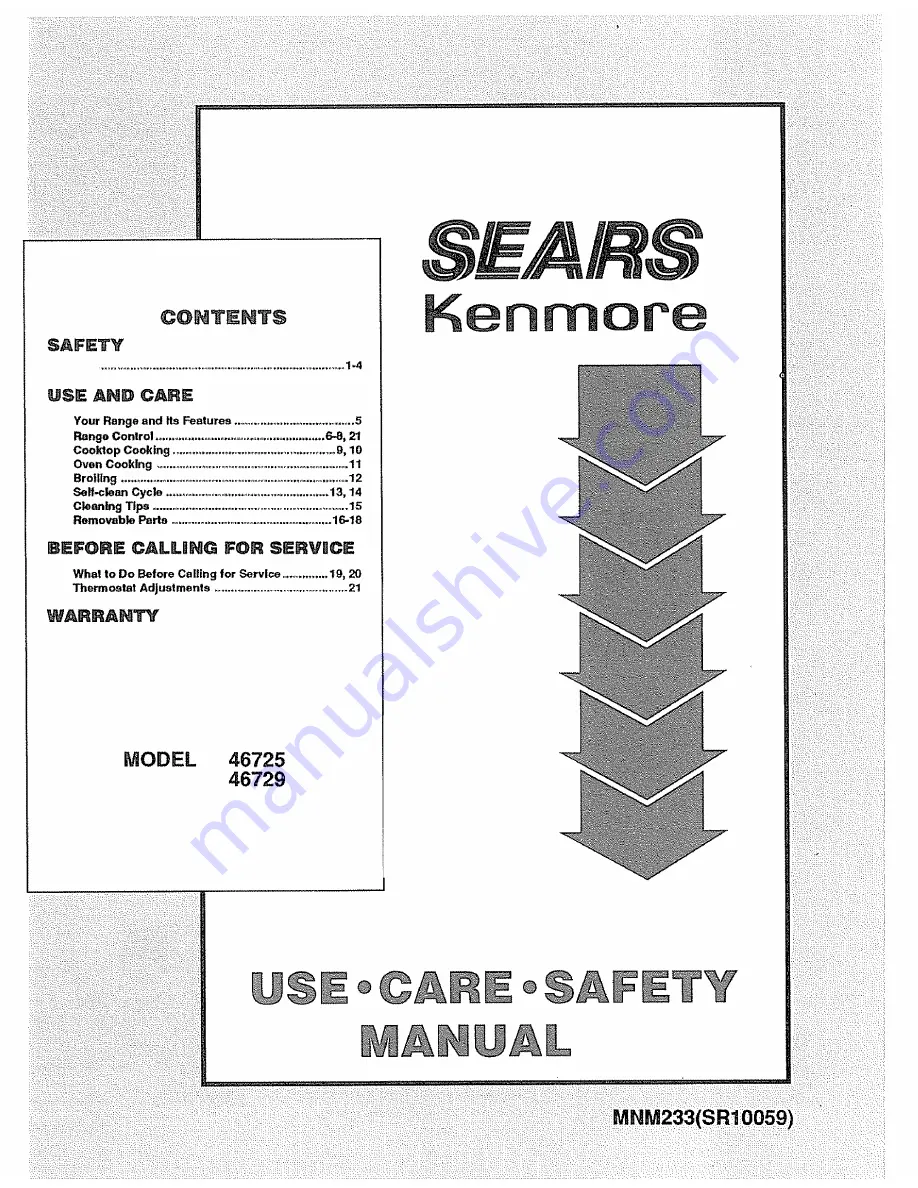 Sears KENMORE 46725 Скачать руководство пользователя страница 1