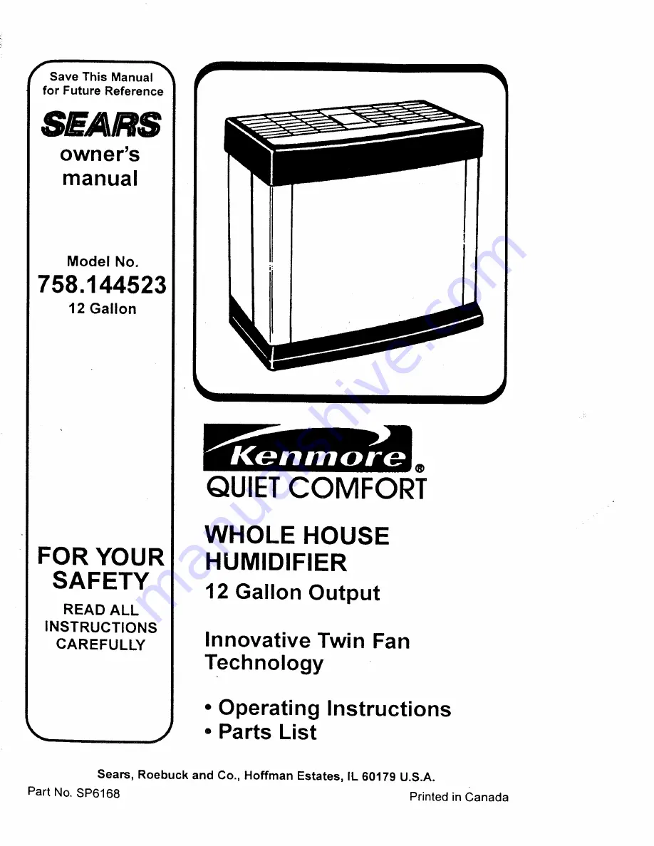 Sears Kenmore 758.144523 Скачать руководство пользователя страница 1