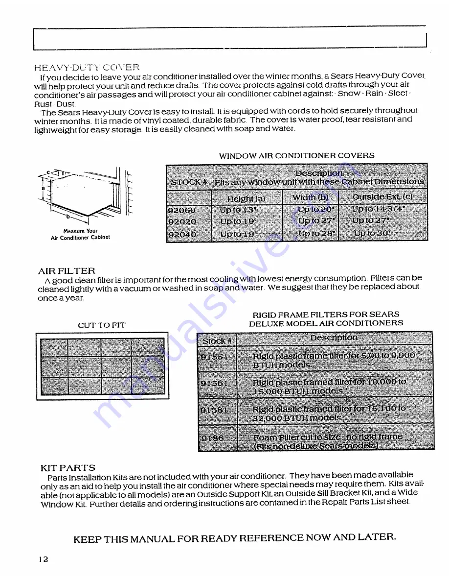 Sears Kenmore P/N93SR-D02 Owner'S Manual Download Page 12