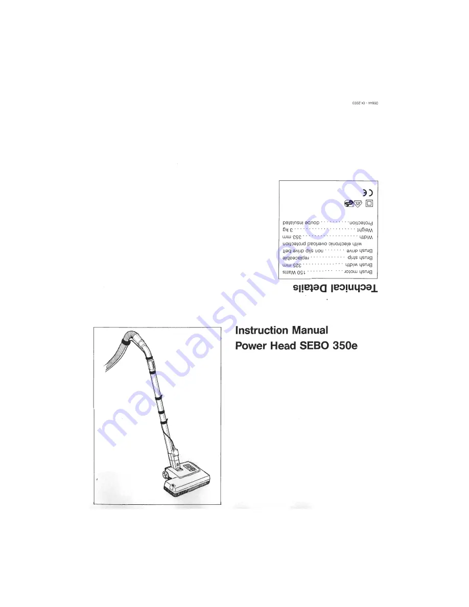 Sebo Power Head 350e Instruction Manual Download Page 1