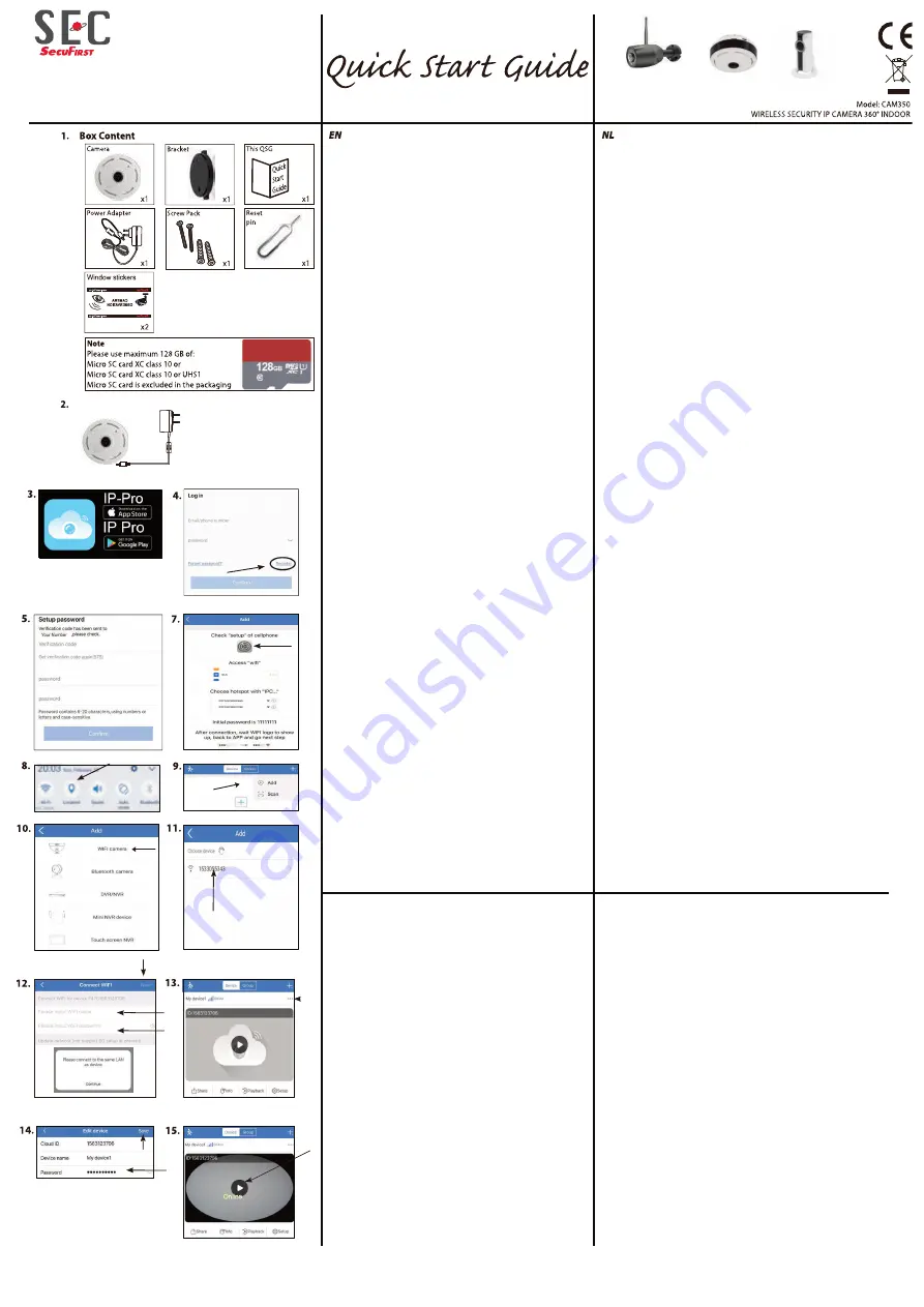 Secufirst SEC 24  CAM 350 Quick Start Manual Download Page 1