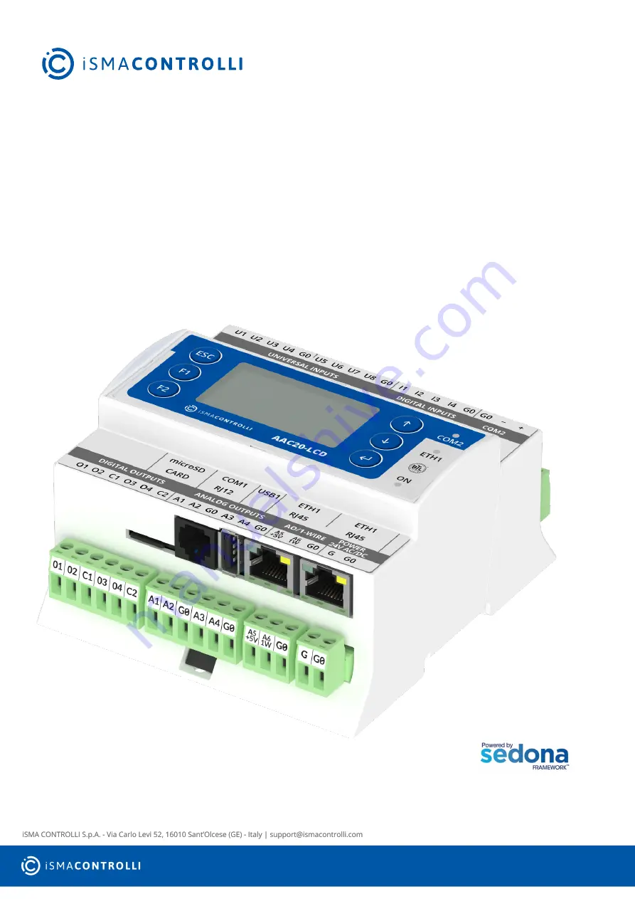 SEDONA iSMA CONTROLLI iSMA-B-AAC20 Скачать руководство пользователя страница 1