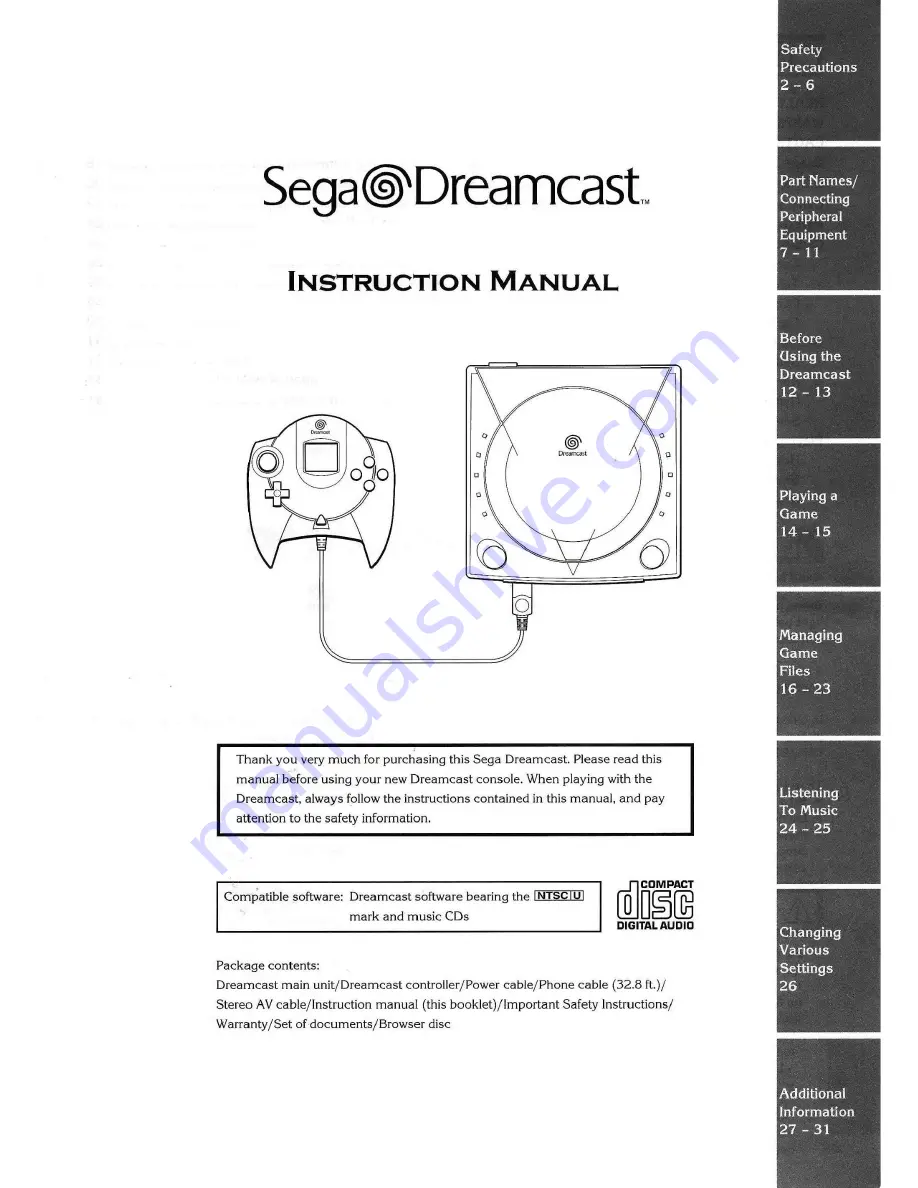 Sega Dreamcast Instruction Manual Download Page 1