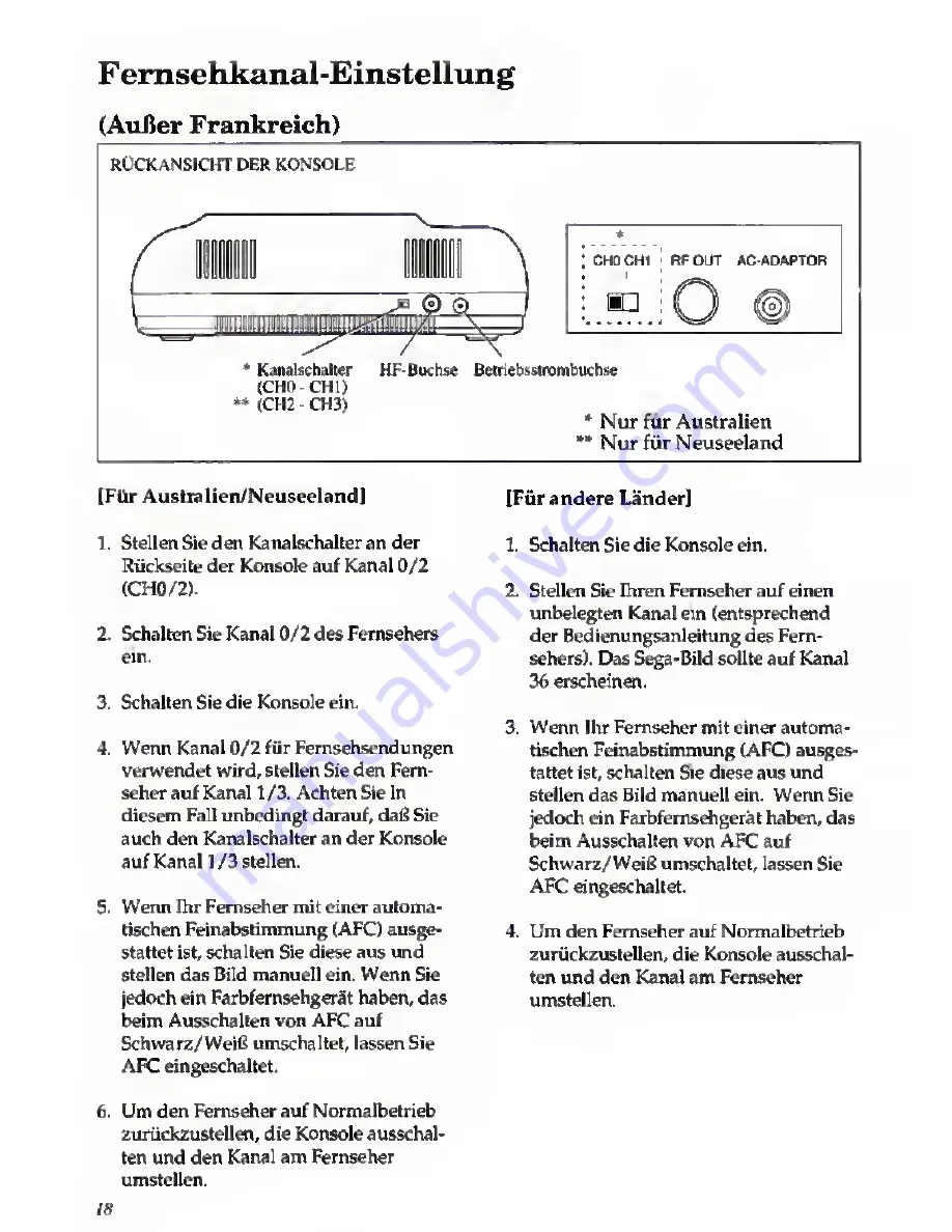 Sega Master System II Instruction Manual Download Page 20