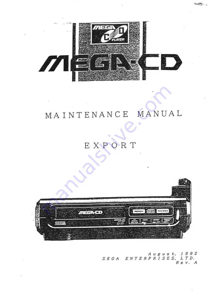 Sega Mega-CD Maintenance Manual Download Page 1