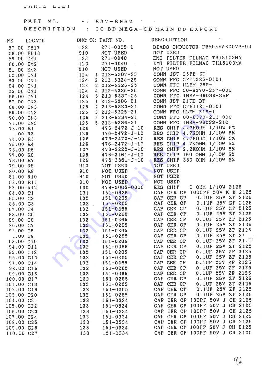 Sega Mega-CD Maintenance Manual Download Page 94