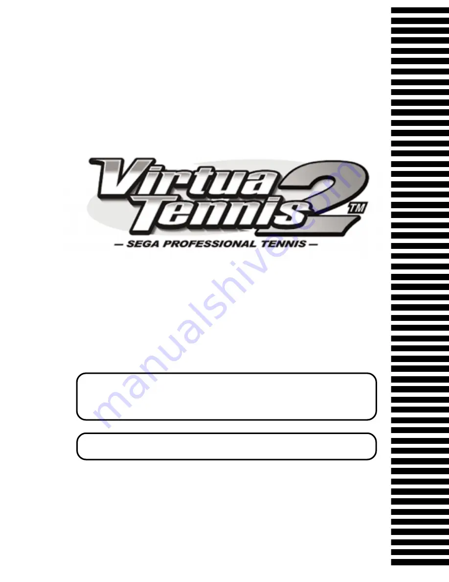 Sega Virtua Tennis 2 Installation, Instruction And  Service Manual Download Page 1