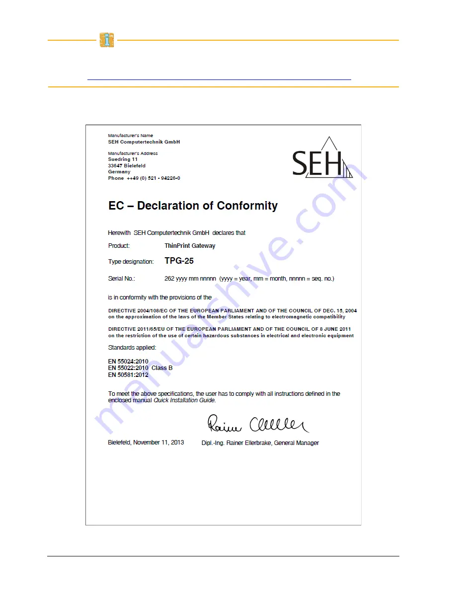 SEH TPG-25 Quick Installation Manual Download Page 26