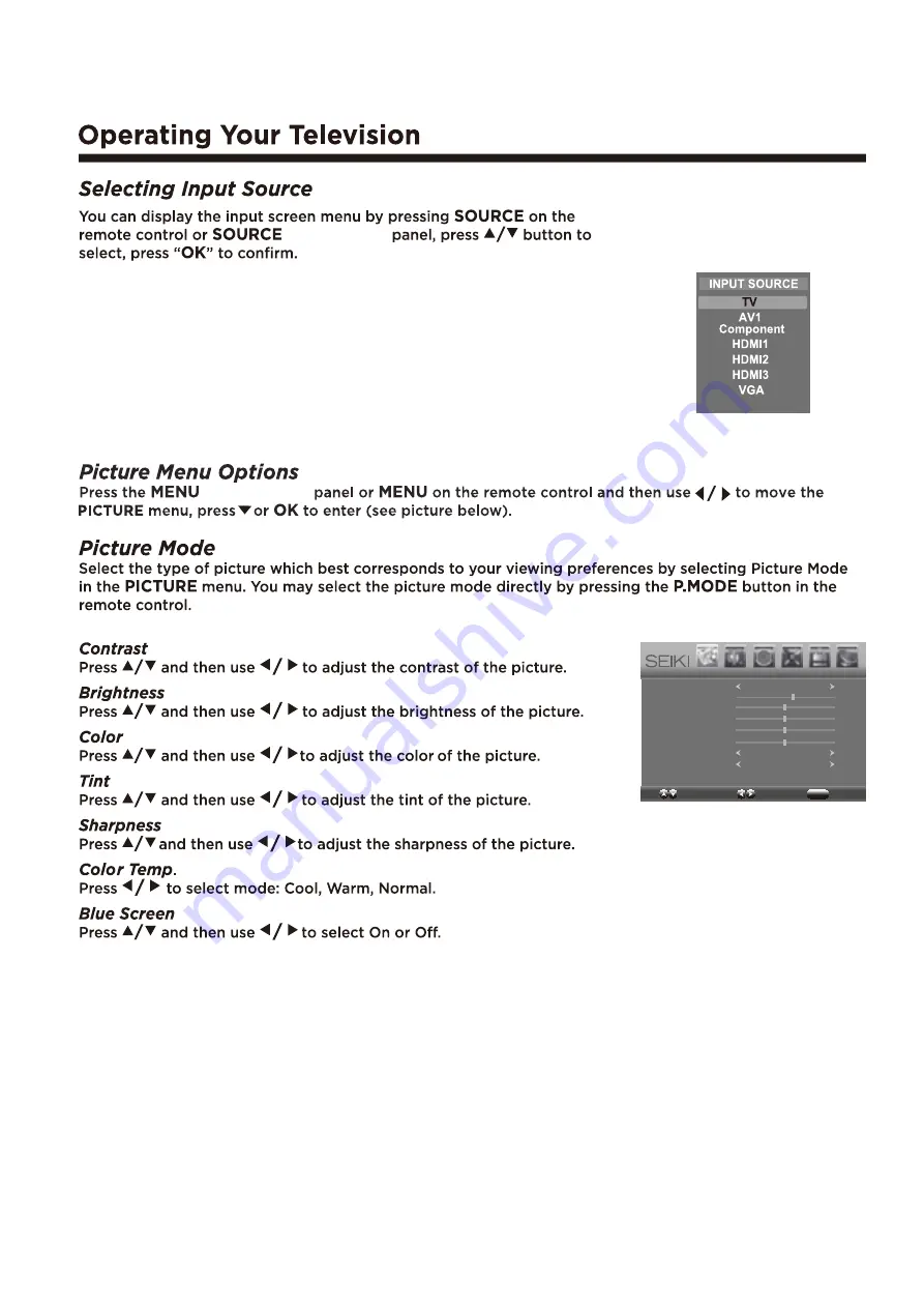 Seiki SC391TS Instruction Manual Download Page 15