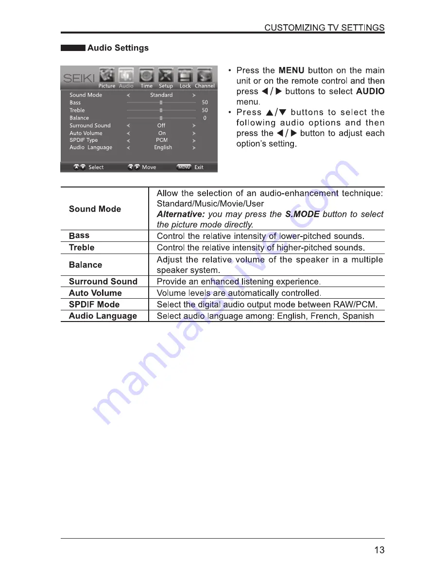 Seiki SE242TS User Manual Download Page 14