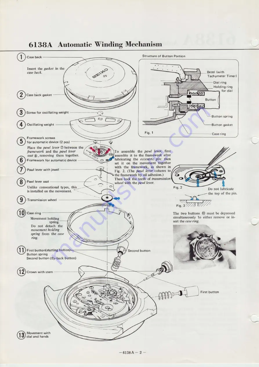 Seiko 6138A Скачать руководство пользователя страница 2