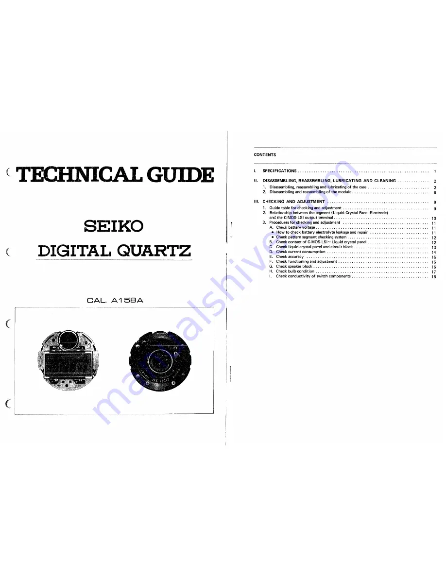 Seiko A158A Technical Manual Download Page 4