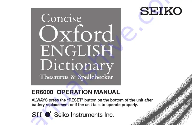 Seiko ER6000 Operation Manual Download Page 1