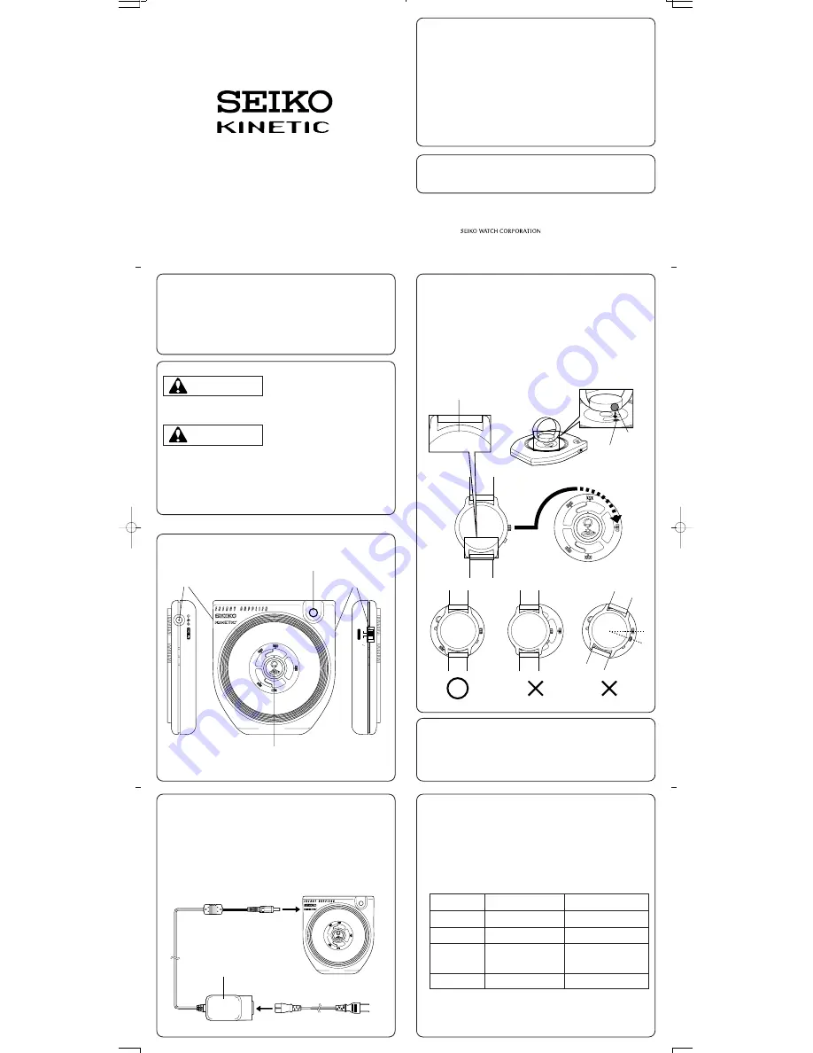 Seiko Kinetic YT02A Instruction Manual Download Page 1