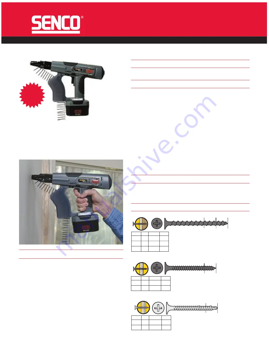 Senco DuraSpin DS205-14V Specification Sheet Download Page 1