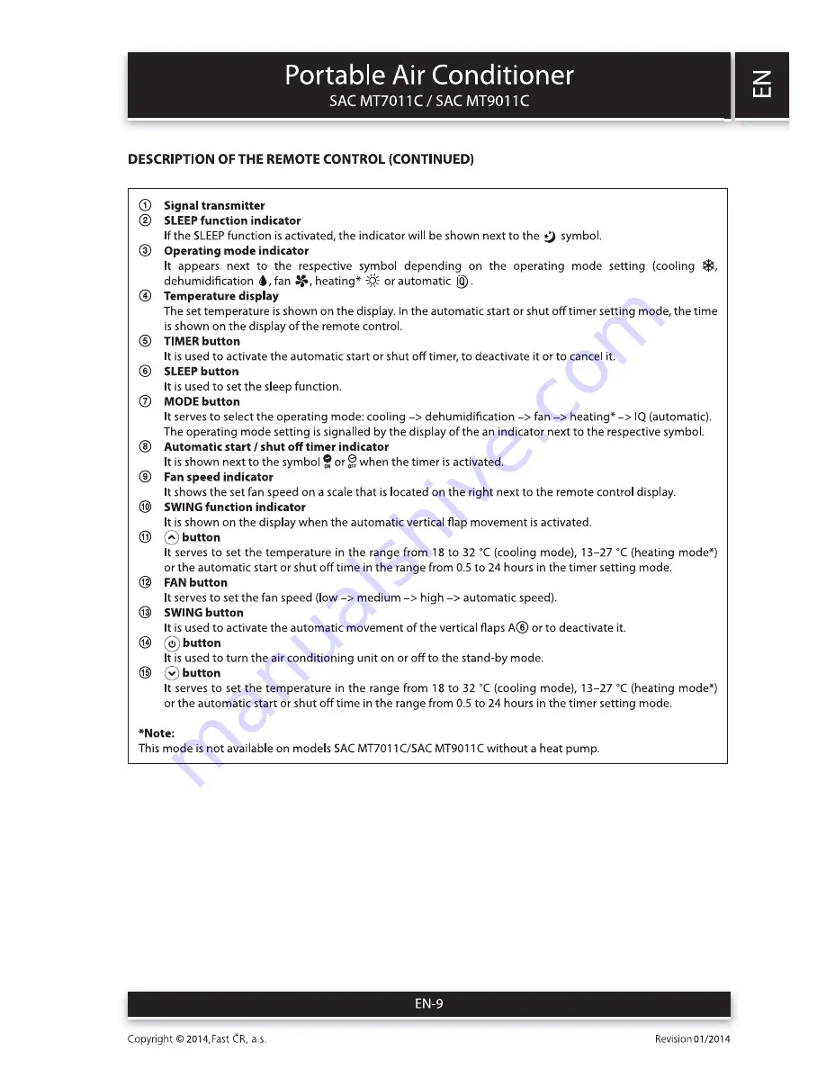 Sencor SAC MT7011C User Manual Download Page 9