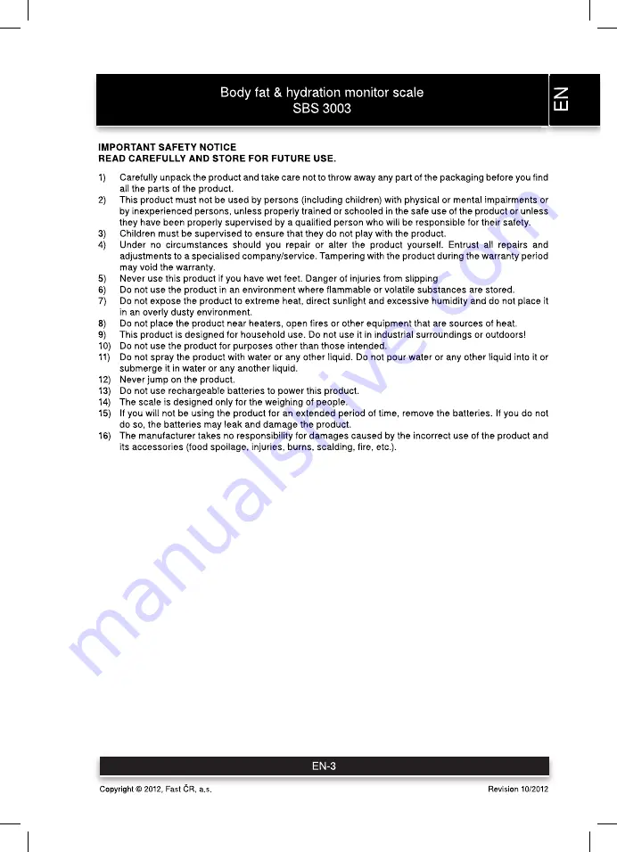 Sencor SBS 3003 Instruction Manual Download Page 3