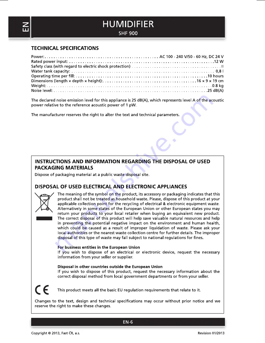 Sencor SHF 900 User Manual Download Page 6