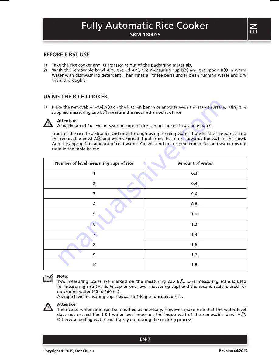 Sencor SRM 1800SS User Manual Download Page 7