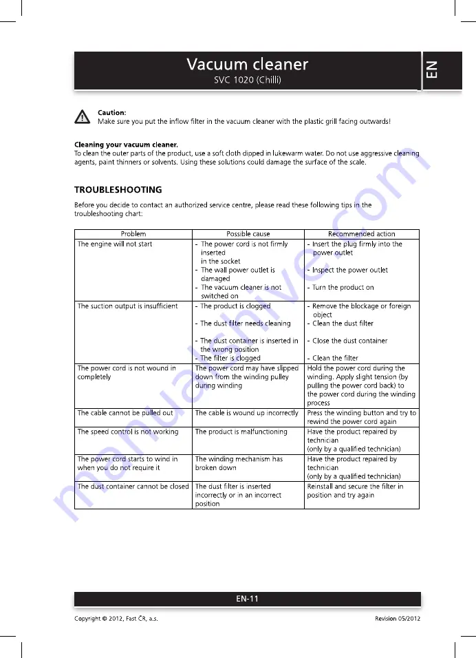 Sencor SVC 1020 (CHILLI) User Manual Download Page 11