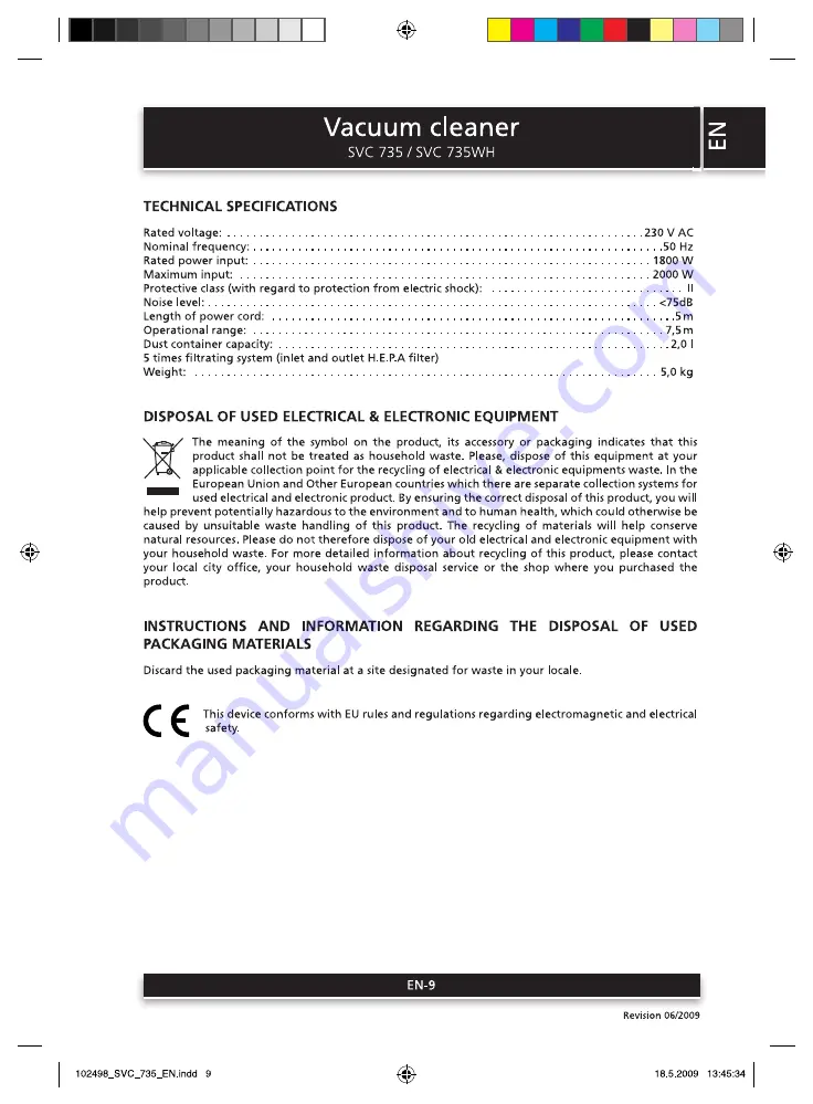 Sencor SVC 735 Скачать руководство пользователя страница 9