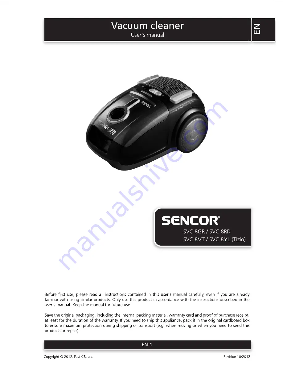 Sencor SVC 8GR User Manual Download Page 1