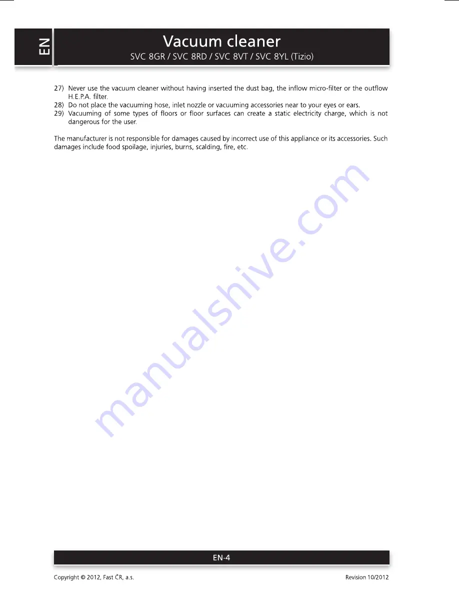 Sencor SVC 8GR User Manual Download Page 4