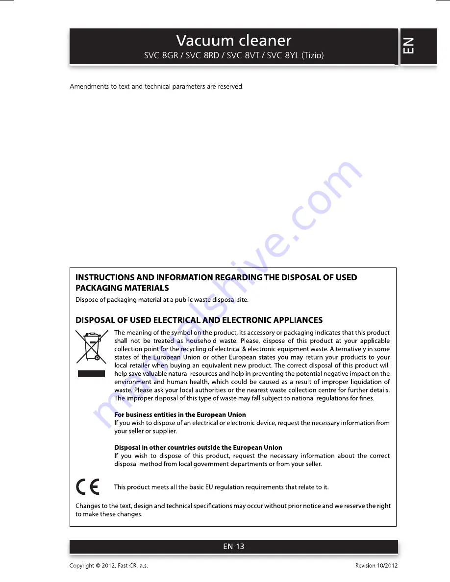 Sencor SVC 8GR User Manual Download Page 13