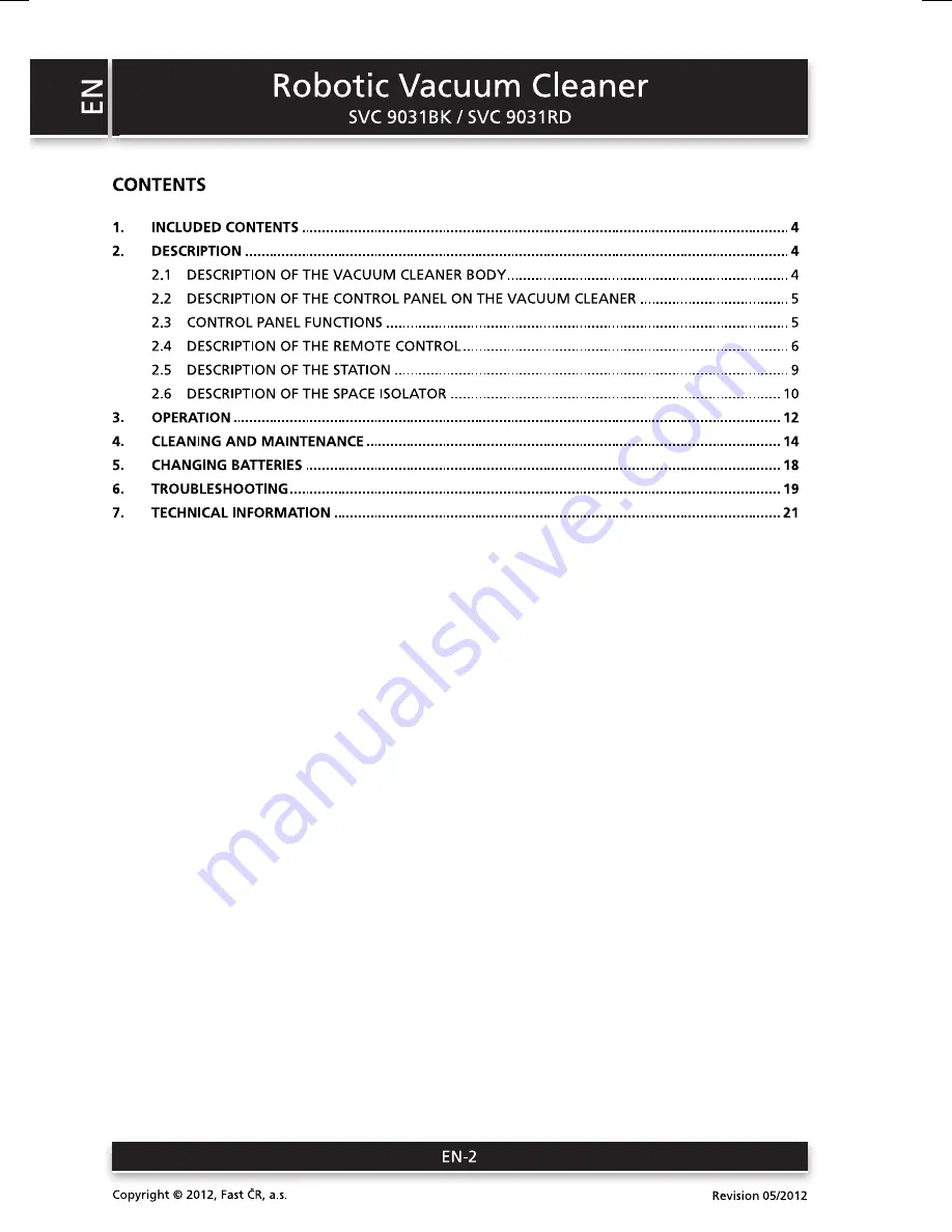 Sencor SVC 9031BK User Manual Download Page 2