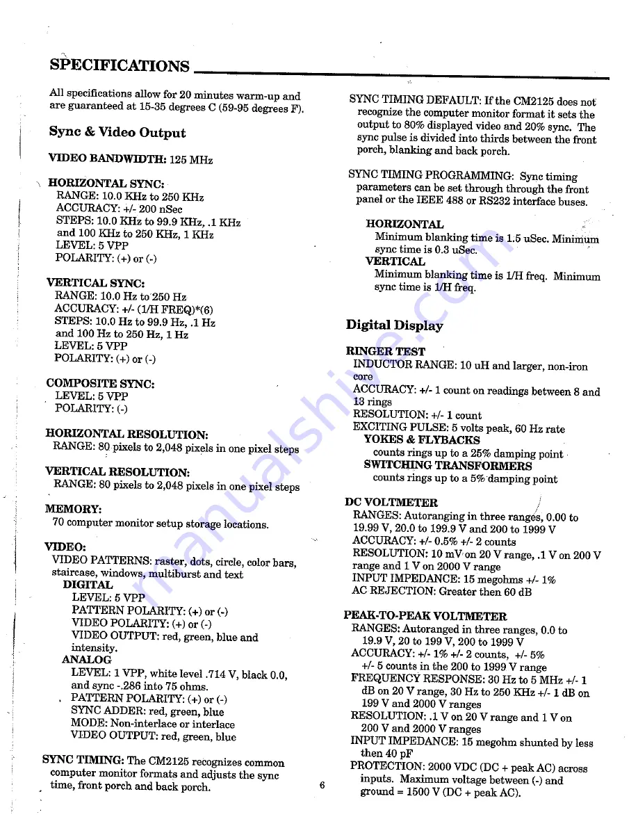 Sencore cm2125 Operation And Application Manual Download Page 7