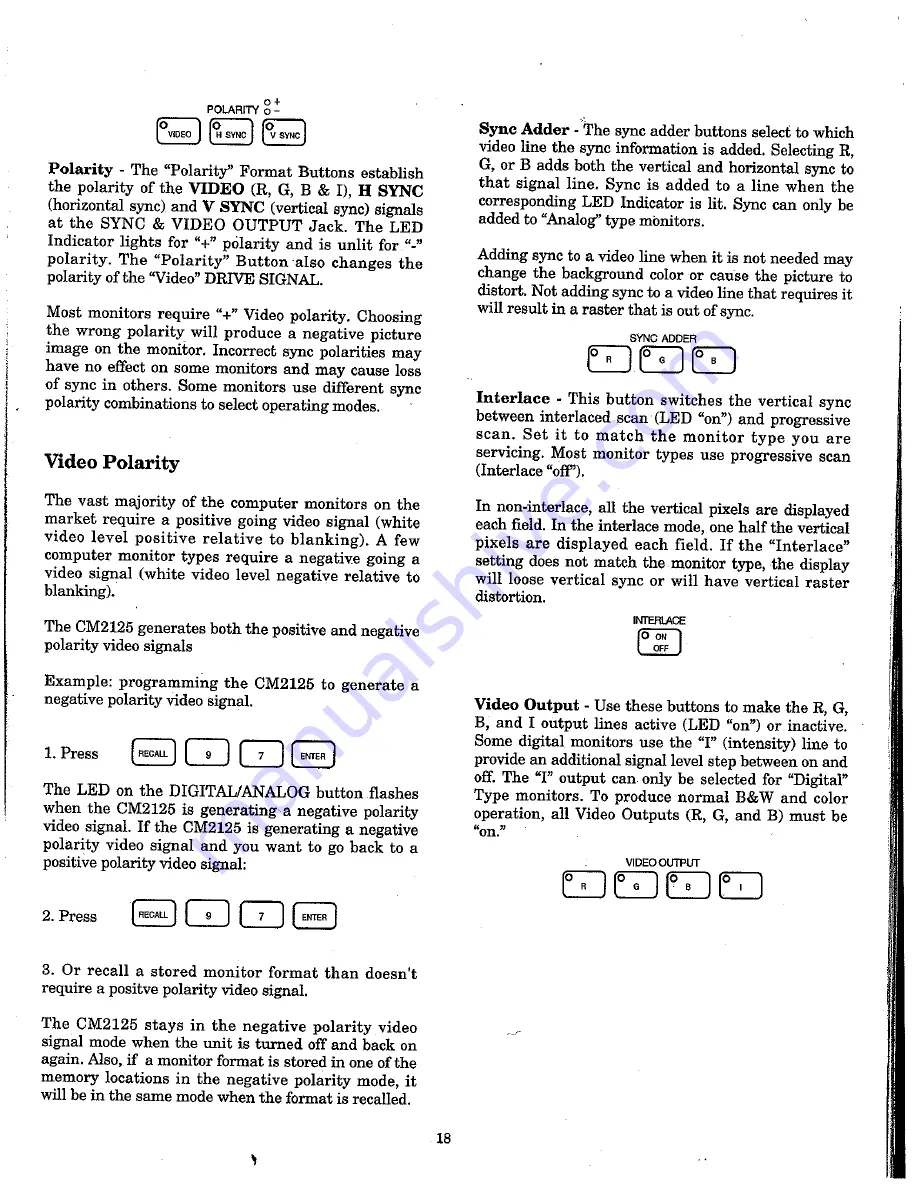 Sencore cm2125 Operation And Application Manual Download Page 19