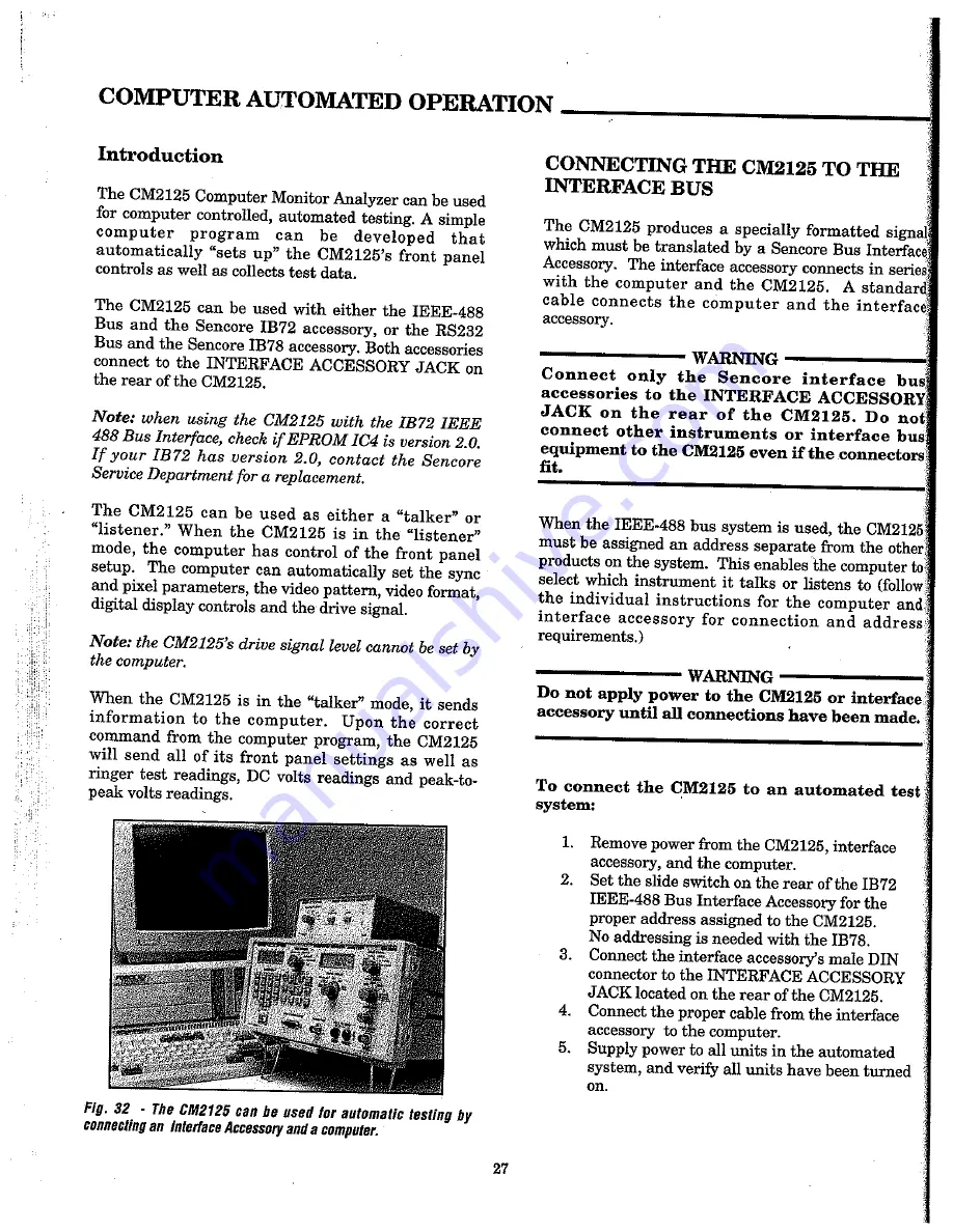 Sencore cm2125 Operation And Application Manual Download Page 28