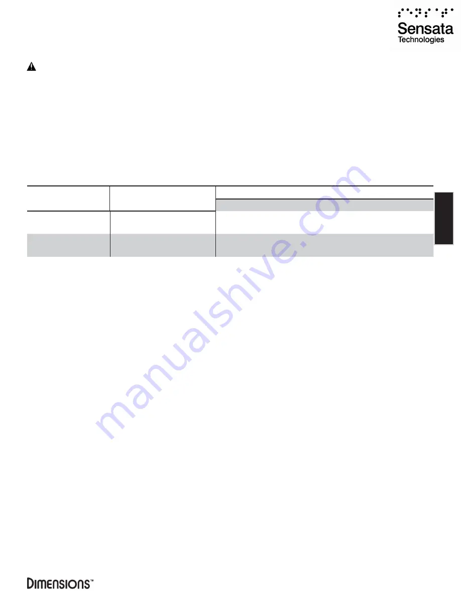 Sensata Dimensions 12LP15 Owner'S Manual Download Page 11