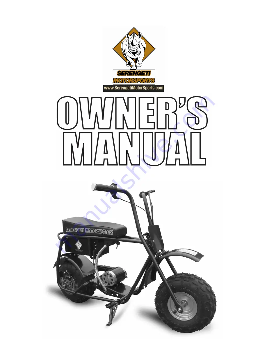 Serengeti Motorsports Badger E 450 Owner'S Manual Download Page 1