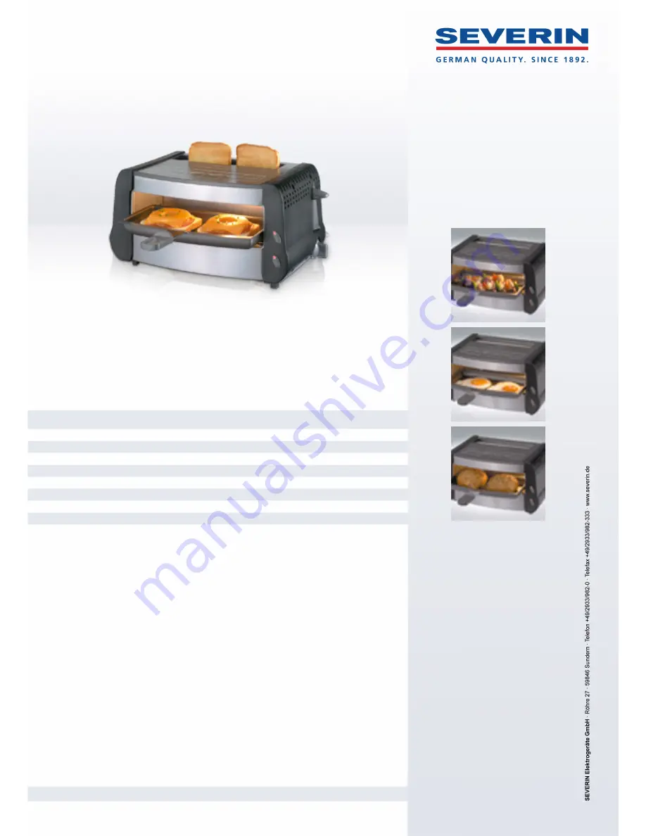 SEVERIN GRILL AND TOAST Dimensions Download Page 1