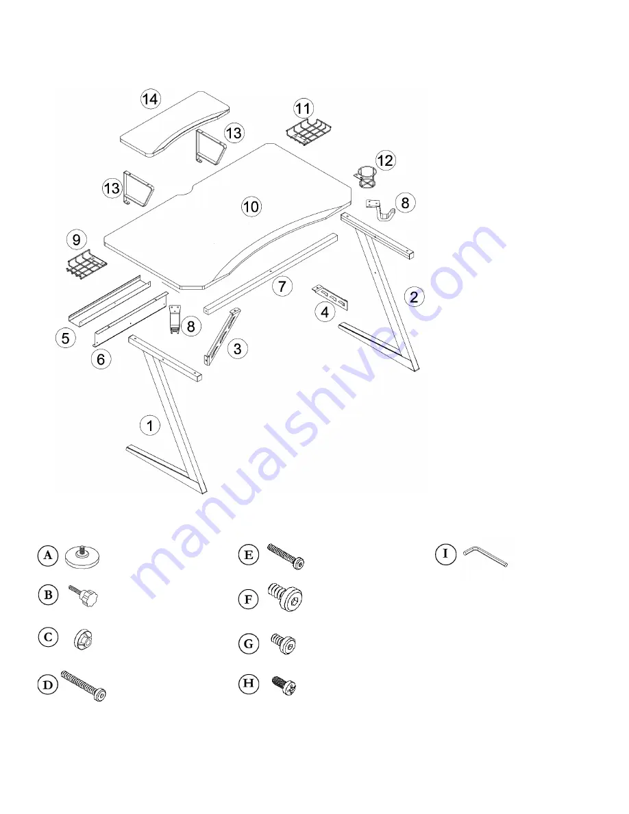 Seville Classics airLIFT Elite Gaming eSport Computer Desk OFF65924 Quick Start Manual Download Page 2