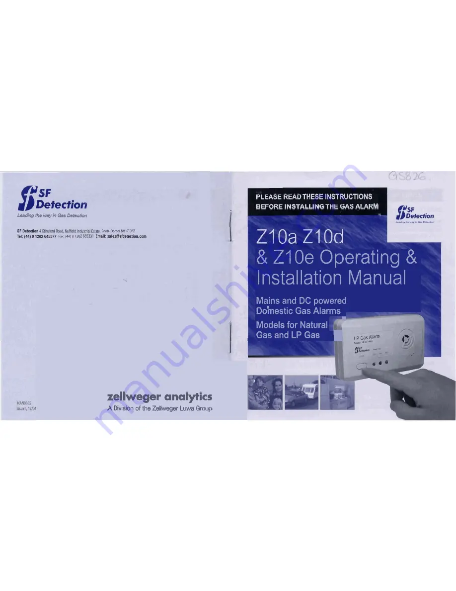 SF Detection Z10a Operating And Installation Manual Download Page 1