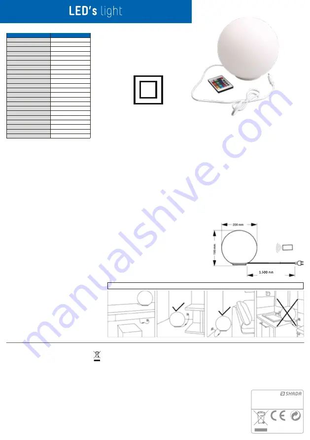 shada LED's light 401713 Скачать руководство пользователя страница 1