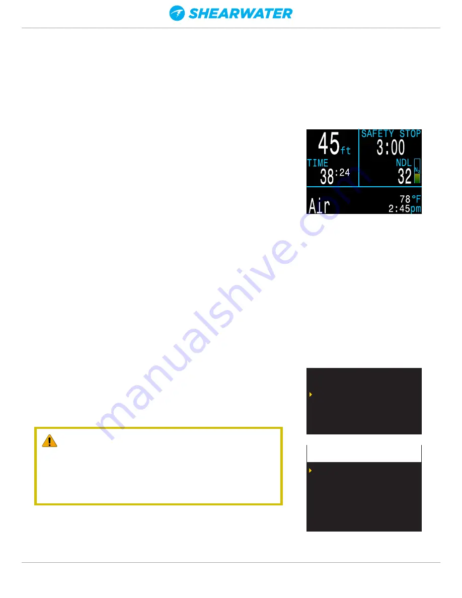 Shearwater DCIEM Operating Instructions Manual Download Page 5